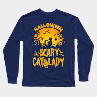 Halloween Cat Lady Long Sleeve T-Shirt